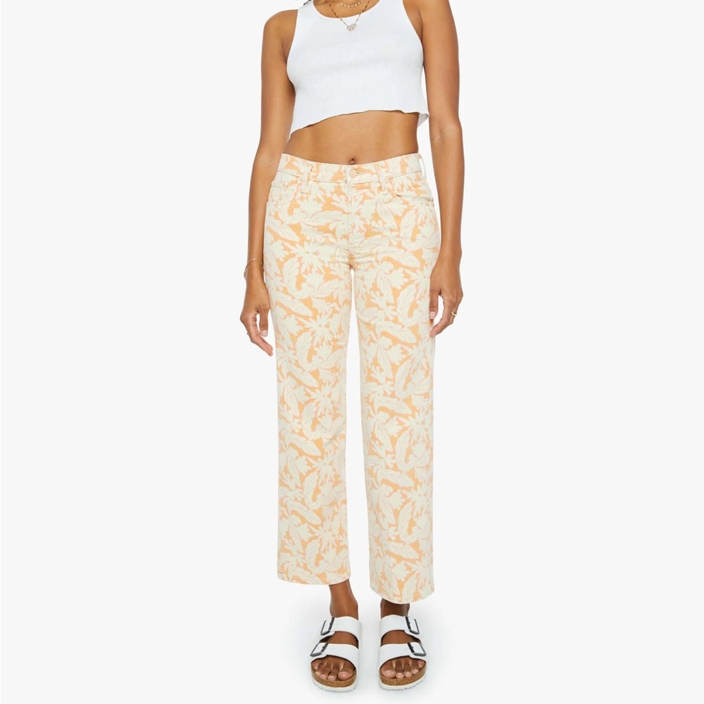 NWT MOTHER X Free People The Mid Rise Rambler Zip Ankle in Coral Reef Size 29